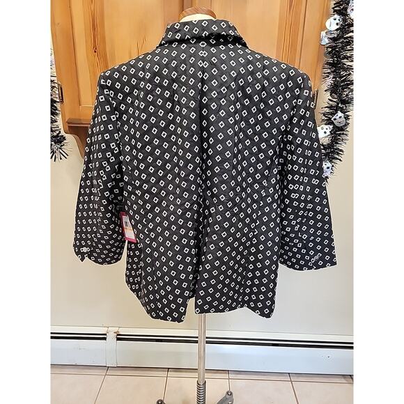 NEW VINCE CAMUTO Desert Horizons Blazer Black White Geo Printed Plus 24w - Picture 6 of 11